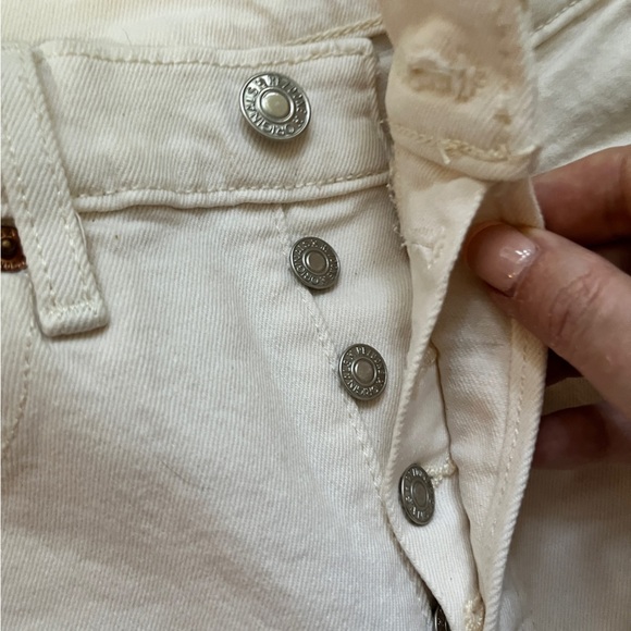 NWT RE/DONE High Rise Stove Pipe Jeans Comfort Stretch Raw Hem Ecru 23 - Picture 14 of 16